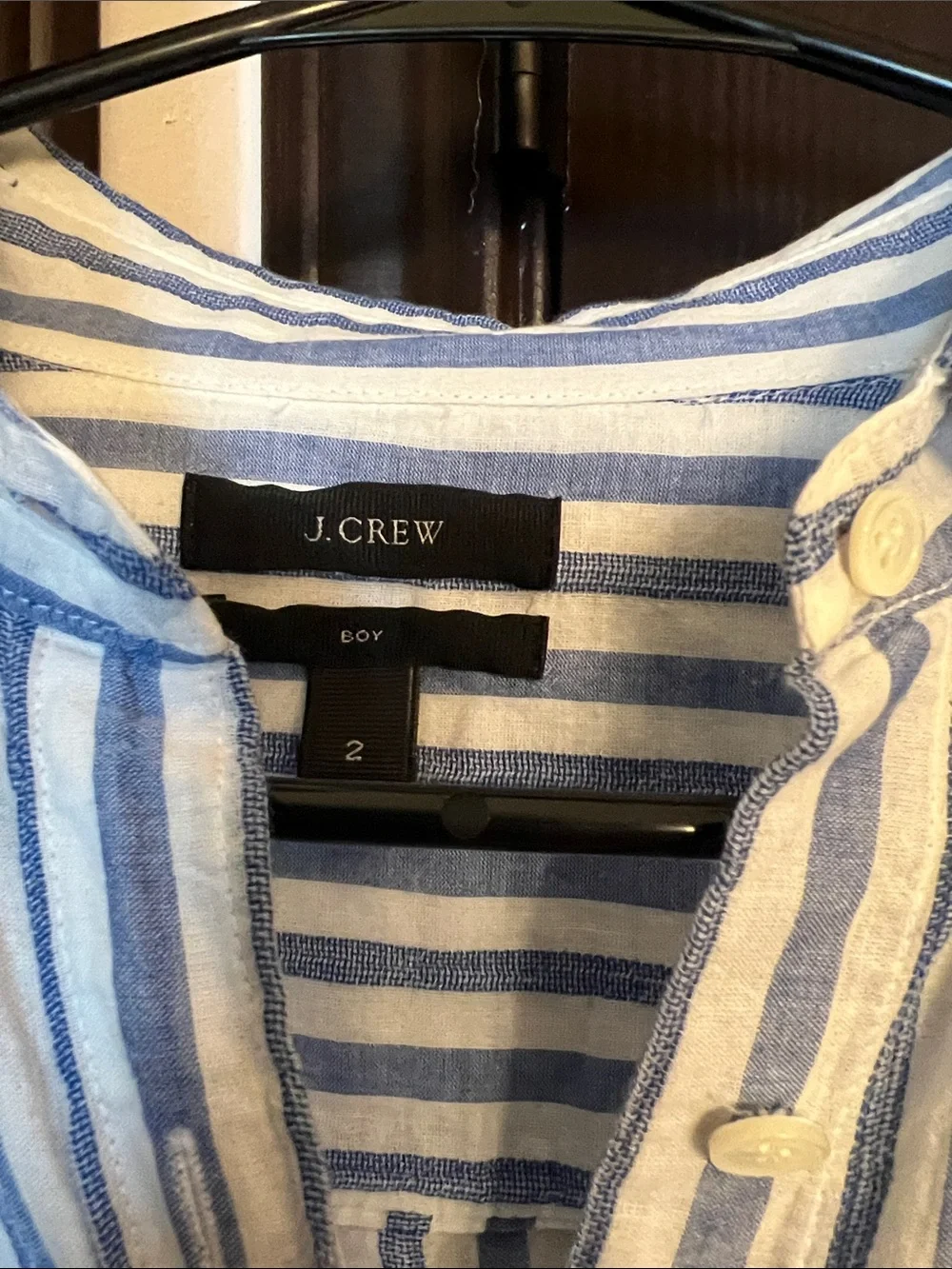 J. Crew Blue and White Vertical Stripe Button-Front Shirt